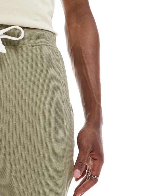 ASOS DESIGN oversize våfflad kort i brun - Image 3