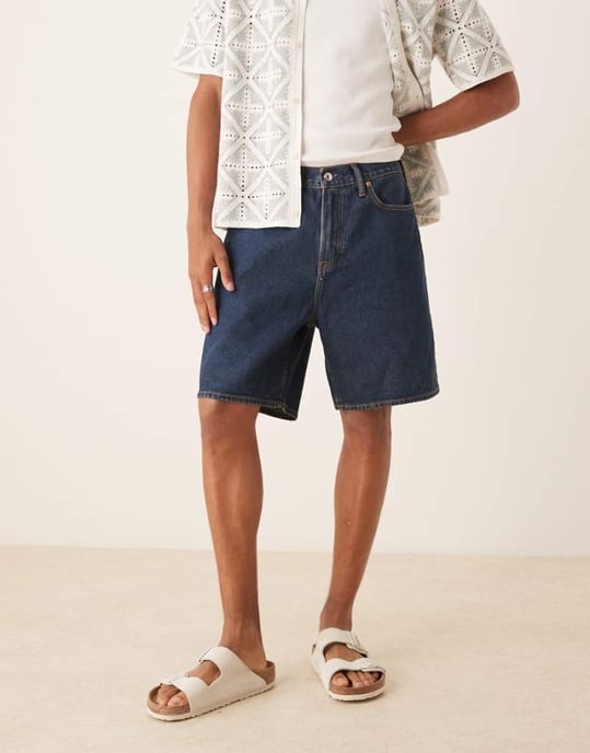 Abercrombie & Fitch lösa jeansshorts i indigo - Image 1
