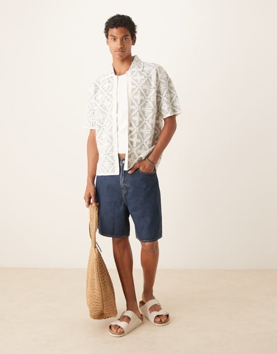 Abercrombie & Fitch lösa jeansshorts i indigo - Image 2