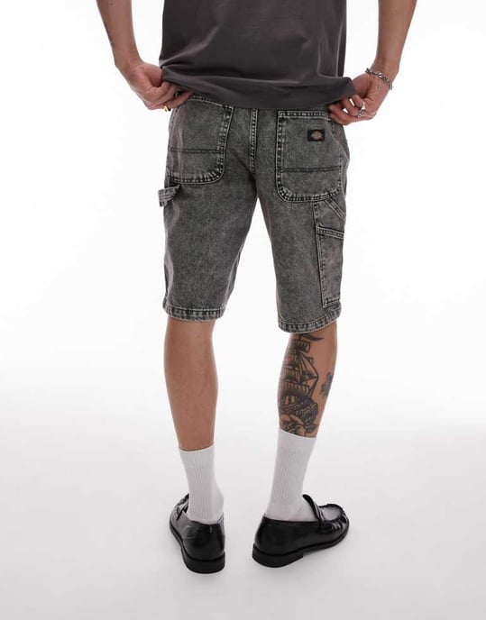 Dickies Garyville regular fit snickarjeansshorts i tvättad ljusgrå - Image 1