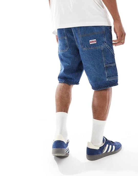 ONLY & SONS snickarjeansshorts i mellanblå denim - Image 2