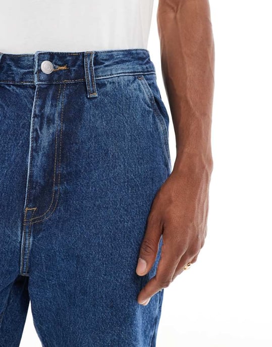 ONLY & SONS snickarjeansshorts i mellanblå denim - Image 3