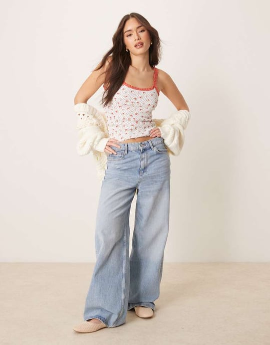 ASOS DSIGN trim detail cami in polka dot ditsy print - Image 3