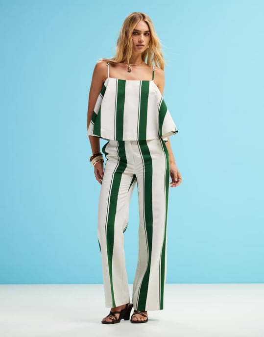 ASOS DESIGN tailored straight leg trousers co-ord in deckchair stripe - Image 2