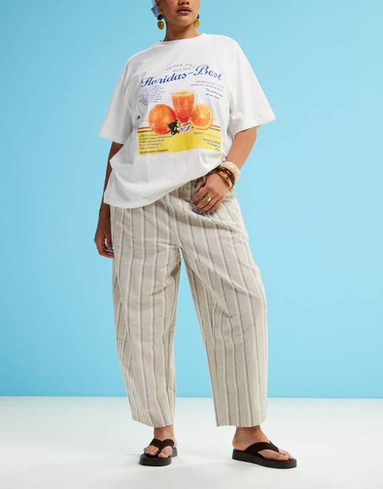 ASOS DESIGN Curve linne-look fat fickbyxor i neutral rand - Image 3