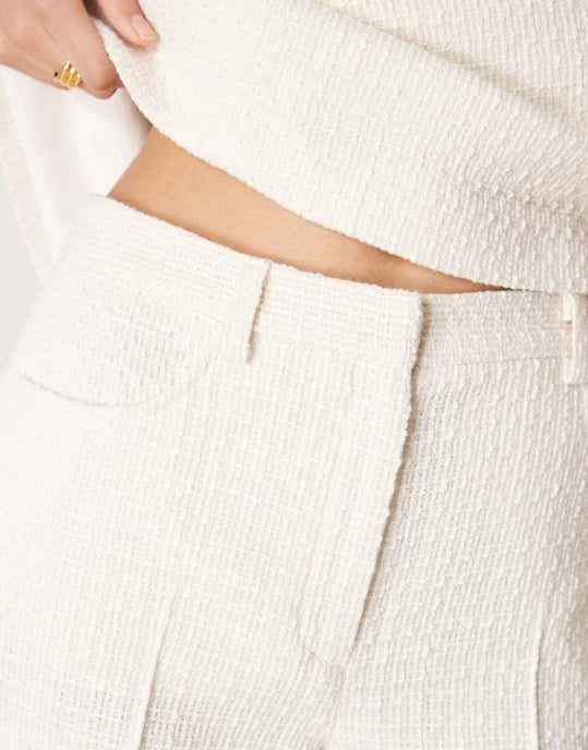ASOS DESIGN boucle trousers co-ord in off white - Image 2