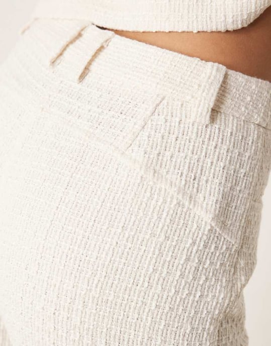 ASOS DESIGN boucle trousers co-ord in off white - Image 4