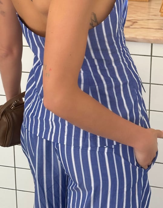 Labelrail x Barbara Ines stripe wide leg trousers co-ord in blue - Image 3