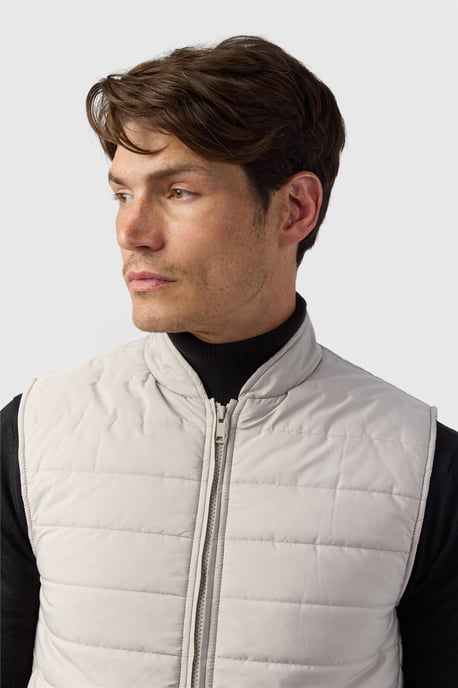 Single Breasted Zip Front Regular Gilet in Light Grey - Image 3