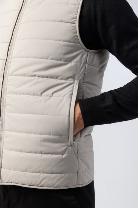 Single Breasted Zip Front Regular Gilet in Light Grey - Image 4