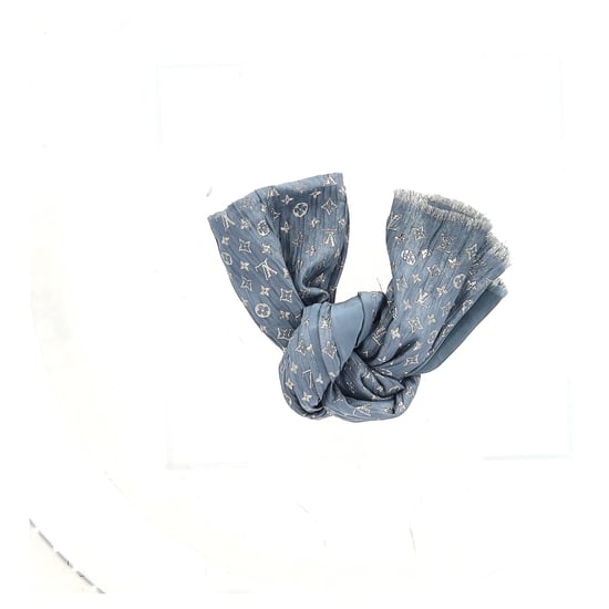 Louis Vuitton Monogram Scarf in Light Blue Silk - Image 5