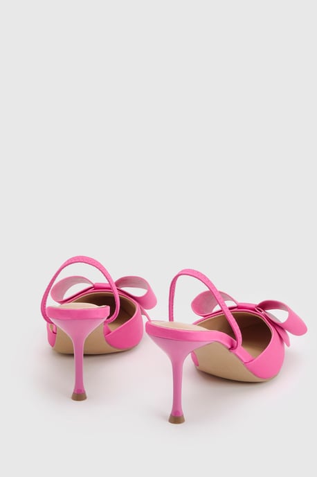 Lola Satin Bow Detail Medium Stiletto Heel Sling Back Court Shoes - Image 4