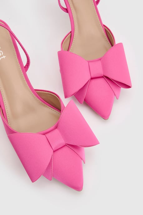 Lola Satin Bow Detail Medium Stiletto Heel Sling Back Court Shoes - Image 5