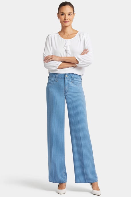High Rise Teresa Wijde Pijpen Jeans Lichtblauw Gestreepte Premium Denim - Image 1