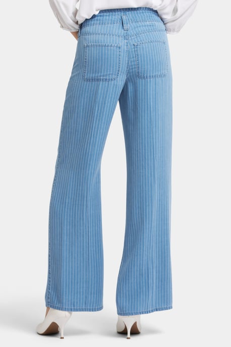High Rise Teresa Wijde Pijpen Jeans Lichtblauw Gestreepte Premium Denim - Image 2