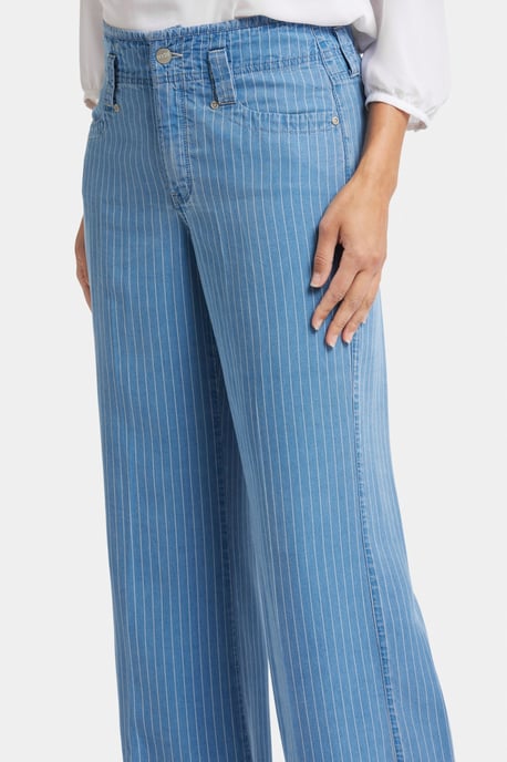 High Rise Teresa Wijde Pijpen Jeans Lichtblauw Gestreepte Premium Denim - Image 4