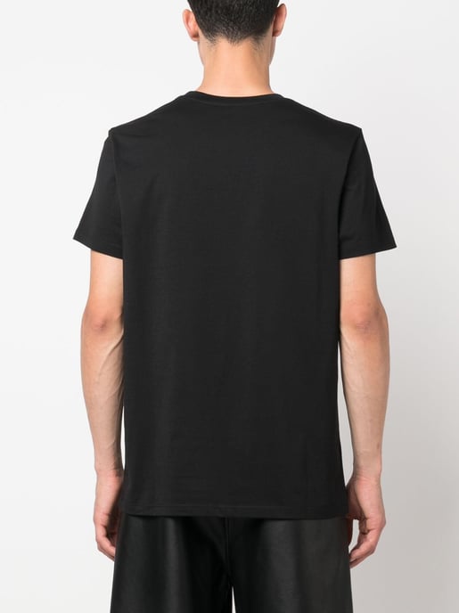 Small Logo Flock Printed T-Shirt in Black - Image 4