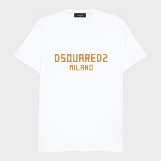 Dsquared2 Milano Logo T-Shirt Print White Ochre - Image 1