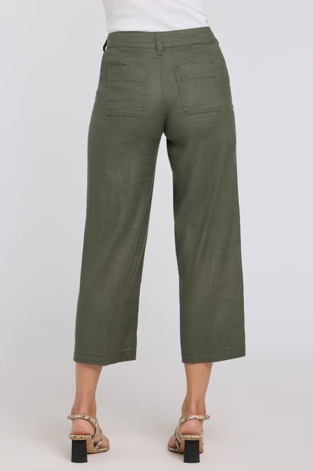 Wijd Been Cargo Capri Broek In Stretch Linnen - Image 2