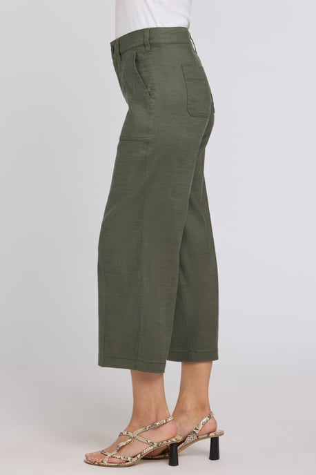 Wijd Been Cargo Capri Broek In Stretch Linnen - Image 3