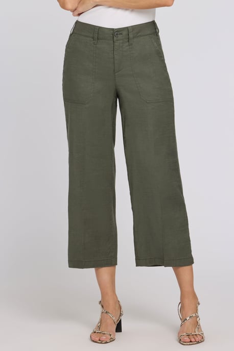Wijd Been Cargo Capri Broek In Stretch Linnen - Image 4