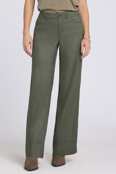 5 Pocket Wijde Pantalon In Stretch Linnen Met Super Hoge Taille - Image 4