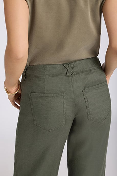 5 Pocket Wijde Pantalon In Stretch Linnen Met Super Hoge Taille - Image 5