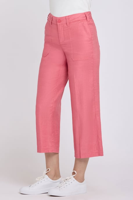 Wijd Been Cargo Capri Broek In Stretch Linnen - Image 3