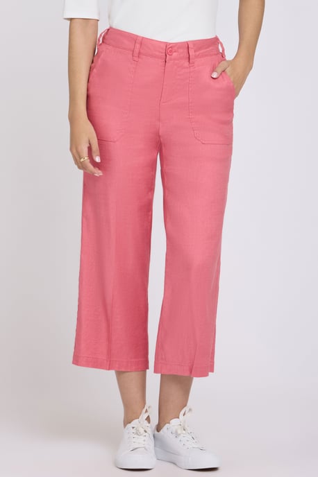 Wijd Been Cargo Capri Broek In Stretch Linnen - Image 4