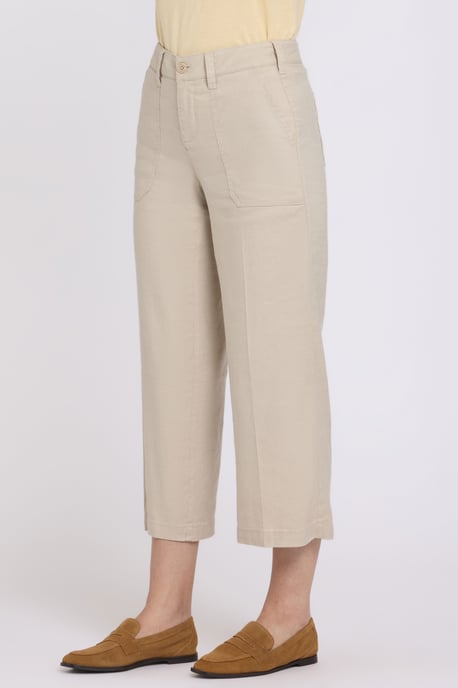 Wijd Been Cargo Capri Broek In Stretch Linnen - Image 3