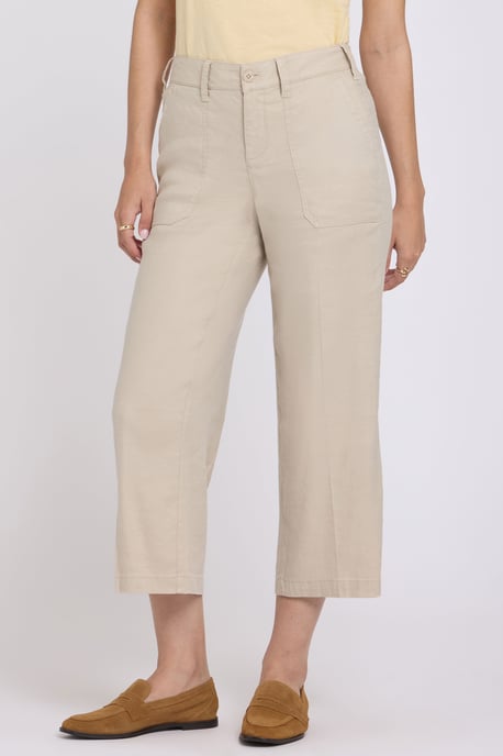 Wijd Been Cargo Capri Broek In Stretch Linnen - Image 4