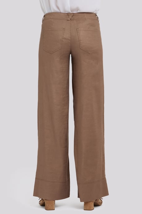 5 Pocket Wijde Pantalon In Stretch Linnen Met Super Hoge Taille - Image 2