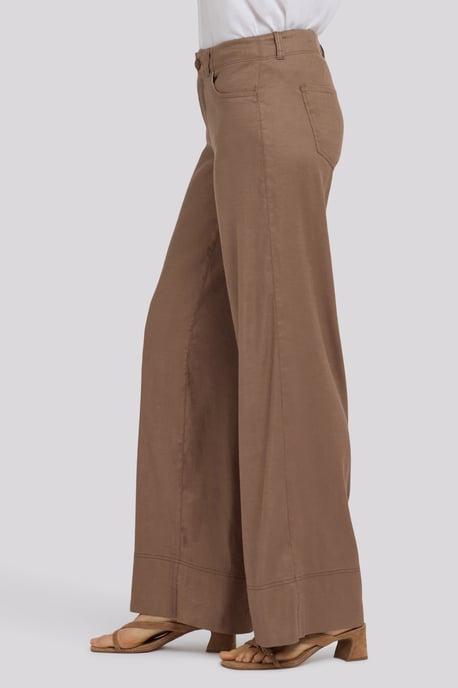 5 Pocket Wijde Pantalon In Stretch Linnen Met Super Hoge Taille - Image 3