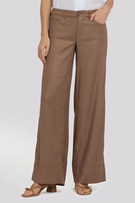 5 Pocket Wijde Pantalon In Stretch Linnen Met Super Hoge Taille - Image 4