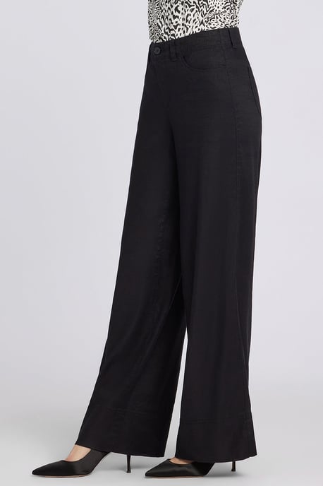5 Pocket Wijde Pantalon In Stretch Linnen Met Super Hoge Taille - Image 3