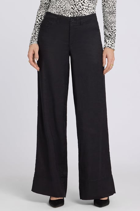 5 Pocket Wijde Pantalon In Stretch Linnen Met Super Hoge Taille - Image 4