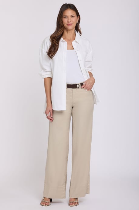 5 Pocket Wijde Pantalon In Stretch Linnen Met Super Hoge Taille - Image 1