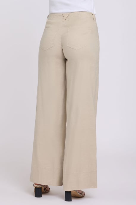 5 Pocket Wijde Pantalon In Stretch Linnen Met Super Hoge Taille - Image 2
