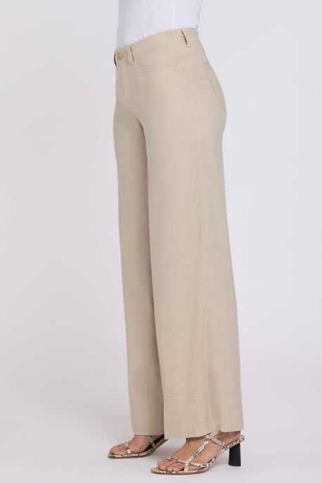 5 Pocket Wijde Pantalon In Stretch Linnen Met Super Hoge Taille - Image 3