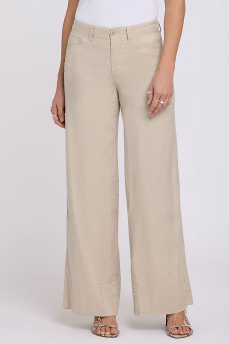 5 Pocket Wijde Pantalon In Stretch Linnen Met Super Hoge Taille - Image 4