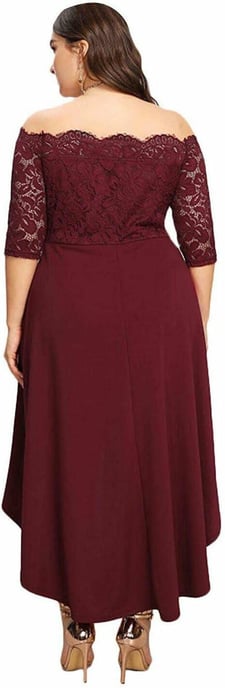 Aquarius Womens Off Shoulder Midi Party Dress Soft & Thick Fabric Wine - Image 2