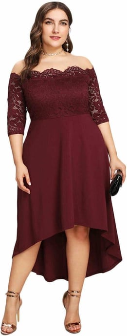 Aquarius Womens Off Shoulder Midi Party Dress Soft & Thick Fabric Wine - Image 3