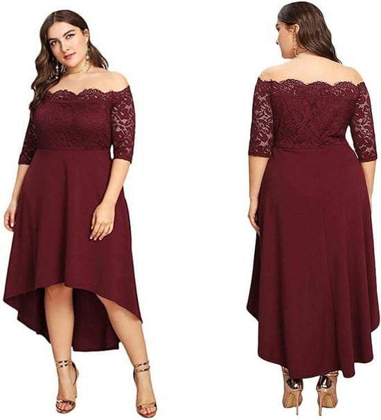 Aquarius Womens Off Shoulder Midi Party Dress Soft & Thick Fabric Wine - Image 4