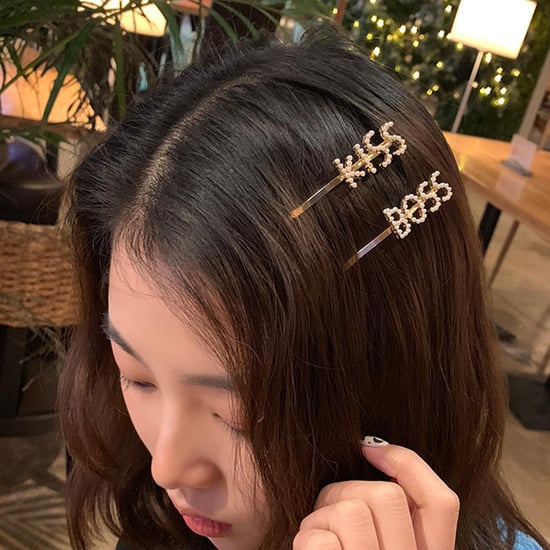 Envie Pearl Words Hairpin Boss Letter Statement Hair Clip Fashion Accessory Gold - Image 2
