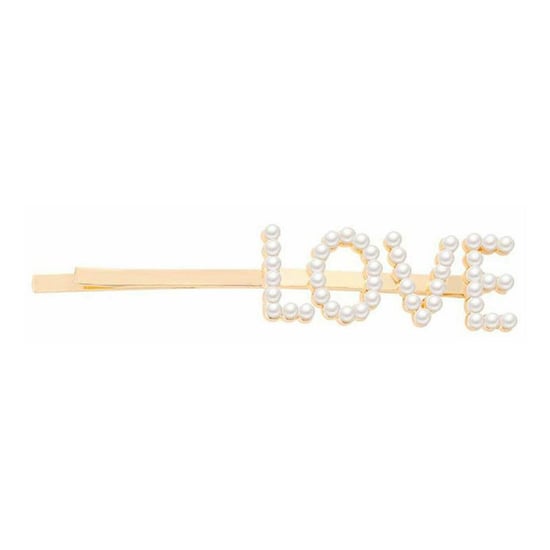 Envie Pearl Words Hairpin Love Letter Statement Hair Clip Fashion Accessory Gold - Image 1