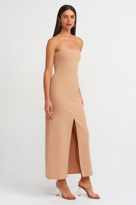 Strapless Aansluitende Midi-jurk met Splits - Image 3