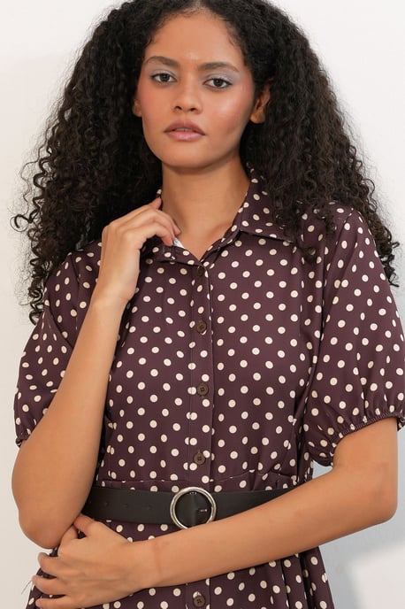 Gestipte Midi Hemdress met Ceintuur - Image 3