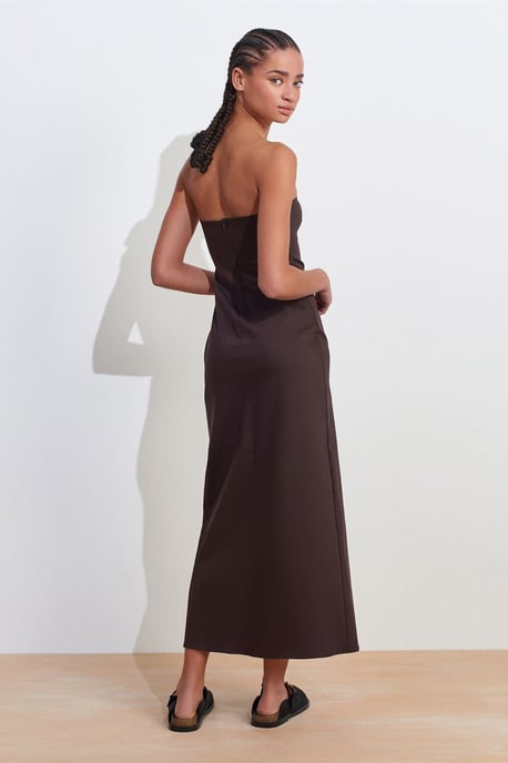 Strapless Aansluitende Midi-jurk met Splits - Image 2