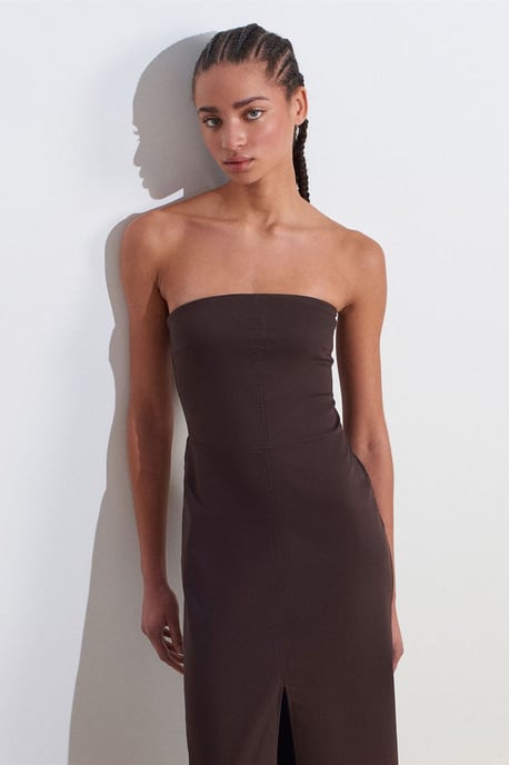 Strapless Aansluitende Midi-jurk met Splits - Image 3