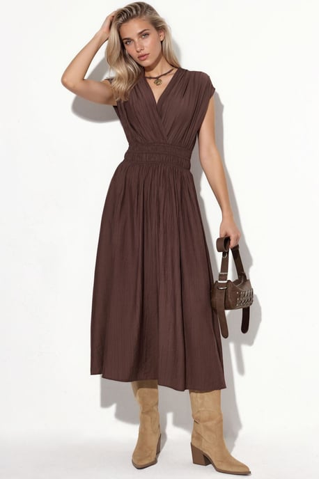 Textured V-Neck Midi Dress - Image 1